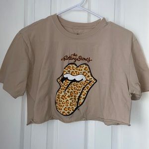 The Rolling Stones Vintage Logo Cropped Tee Shirt